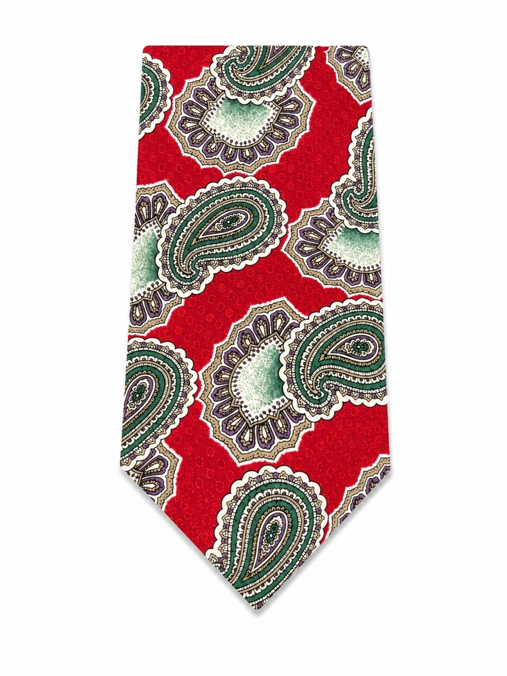 Van Heusen Red Paisley Silk Tie with Green and Cream Accents